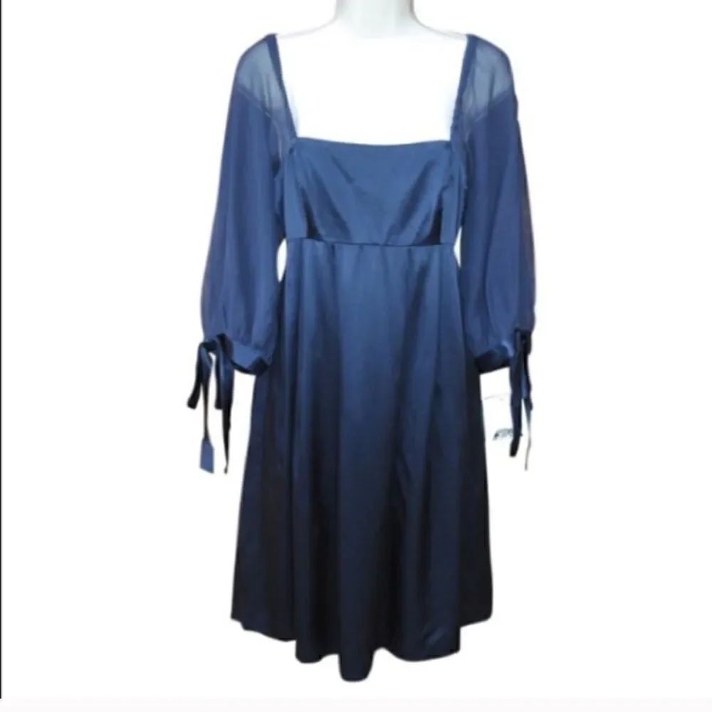 NWT Donna Morgan Blue Silk Dress